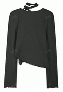 薄めタイ付きニット ブラック