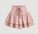 ダブルラッフルヘムスカート ピンク
