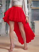 メッシュロングスカート　レッド　着画